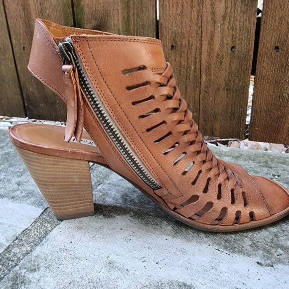 Paul Green Womem's Rosa Peep-Toe Sandal Woven Leather Tan Brown Size 6 - Picture 6 of 10